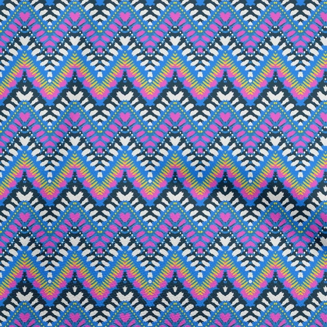 oneOone Cotton Flex Medium Blue Fabric Ikat Sewing Craft Projects Fabric Prints By Yard 40 Inch Wide