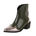 thumbnail image 1 of NECHOLOGY Botas Mujer Adulto Femenino Zapatos Botines mujer Botines de mujer Otoño e Invierno Moda Color puntiagudo Bloqueo Simple Cómodo Tacón cuadrado Tacón grueso (Green, 8), 1 of 5