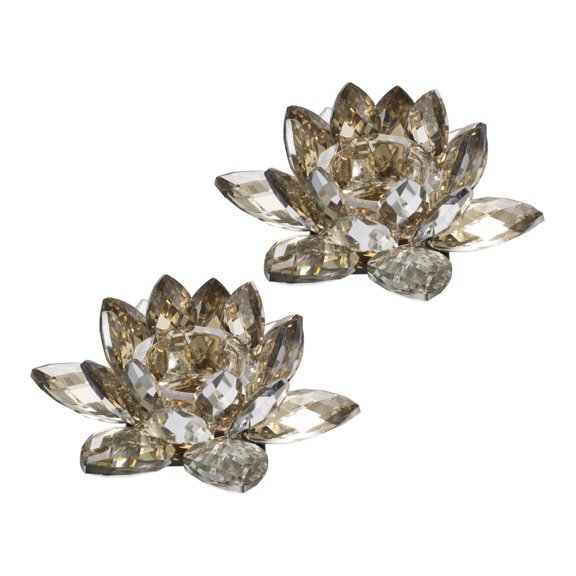 A&B Home Set of 2 Gold Glass Lotus Flower Tealight Candleholders