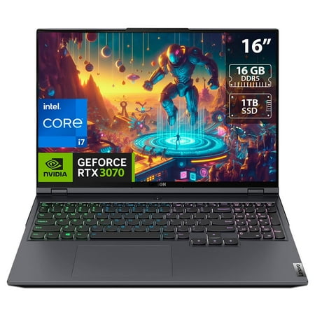 Lenovo Legion 5 Pro 16" Laptop - Intel Core i7-12700H Processor, NVIDIA GeForce RTX 3070 Graphics, 16" WQXGA (2560x1600) 165Hz Display, 16GB DDR5 RAM, 1 TB NVMe SSD, Windows 11 Home, Storm Gray