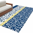 thumbnail image 2 of 3'x5' Area Rugs, Blue Yellow Indoor Outdoor Area Rug for Living Room Bedroom, Botanical Floral Motifs Wildflower Striped Washable Bathroom Rugs Kitchen Floor Carpet Mats Home Decor Aesthetic, 2 of 8