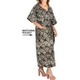 thumbnail image 4 of HAPPY BAY Women's Summer Batik Sleepwear Caftan Maxi Loungewear Dashiki House Dress with Pockets Nightgowns for Women 1X-2X Black, Geometric, 4 of 5