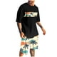 thumbnail image 1 of Blusa de Manga Corta Cuello Redondo Impresión Deportiva Camisa de Ajuste Delgado Poliéster Elástico Cintura Superior para los Hombres, Blusa Casual para el Uso Diario de Verano, 1 of 5