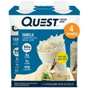 Quest Nutrition Protein Shake, 30g Protein, Low Carb, Vanilla, Gluten Free, 4 Ct