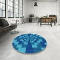 thumbnail image 4 of Ahgly Company Machine Washable Indoor Round Transitional Blueberry Blue Area Rugs, 7' Round, 4 of 7