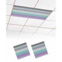 Fluorescent Light Covers for Ceiling Lights 2 Pack,Teal Purple Blue Geometric Magnetic Ceiling Light Covers 2x4ft for Classroom Office School,Boho Modern Abstract Aesthetics Drop Ceiling Light Shade