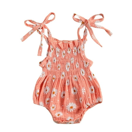 

Gupgi Infant Baby Girl Daisy Print Romper Strap Sleeveless Jumpsuit