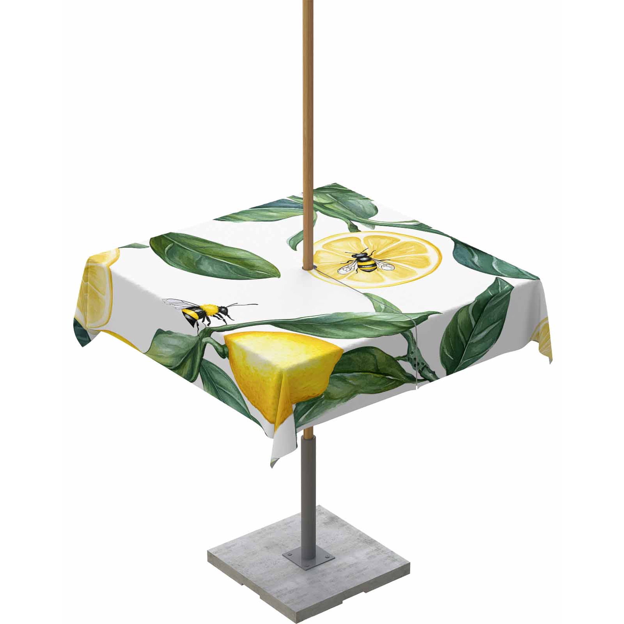 Hokiten Outdoor Tablecloths with Umbrella Hole & Zipper Summer Lemon 54x54 Inch Square Tablecloths Watercolor Fruits Green Botanical Waterproof Table Cloth Patio/Pool/Picnic Table Covers