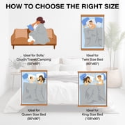 Queen Size Blanket for Bed, 90x90inch Super Cozy Soft Bed Blanket for Sleep Snap, Lightweight Reversible Blankets and Cozy Throws for Bedroom Office Travel Camping, Beige