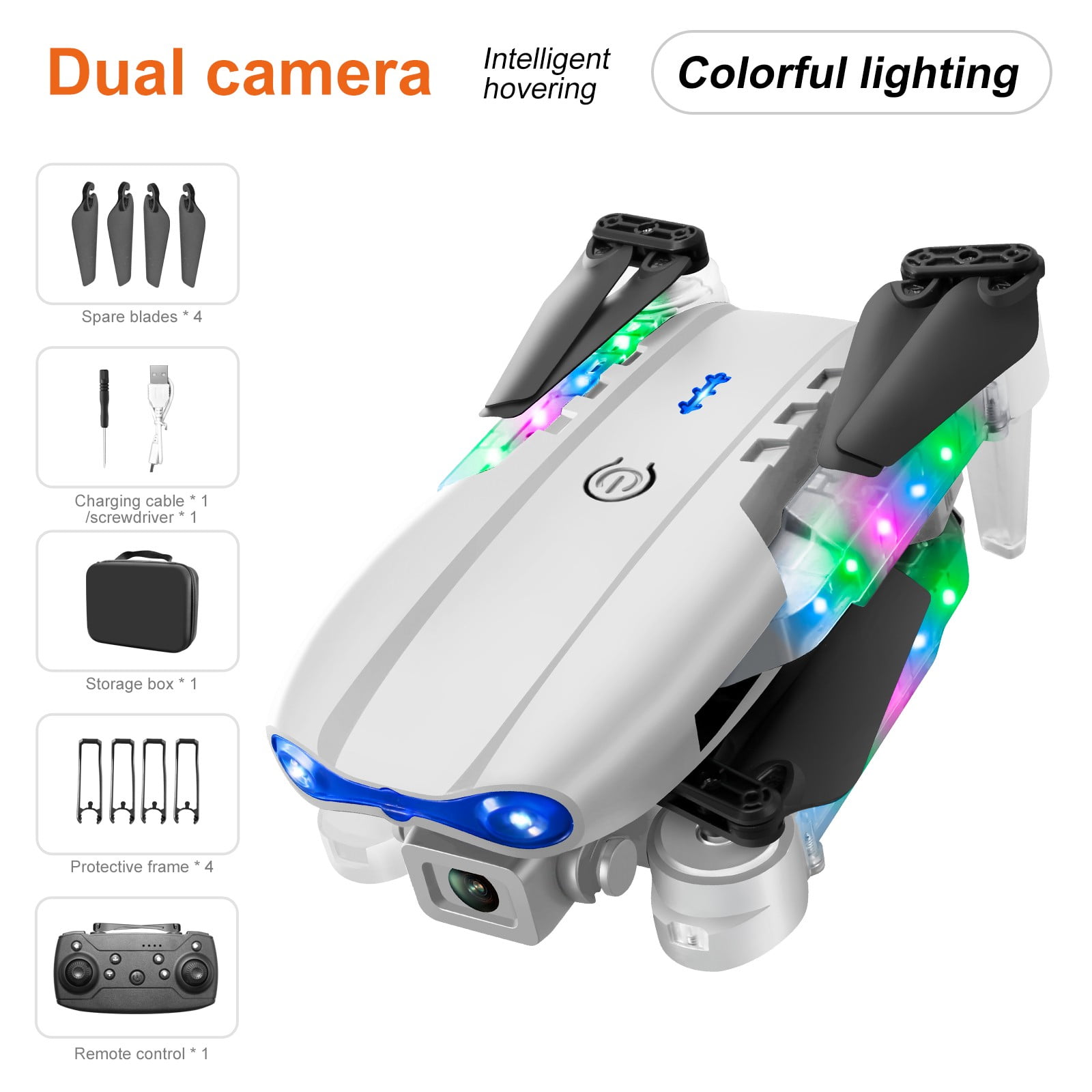 Drone with 1080P FPV Camera, Remote Control Toys with Cool LED Lights, One Click Takeoff And Landing, Gifts for Boys Girls