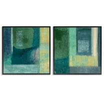 Stupell Industries Asymmetrical Soft Abstract Shapes Abstract Painting Black Framed Art Print Wall Art, 17 x 17, Set of 2