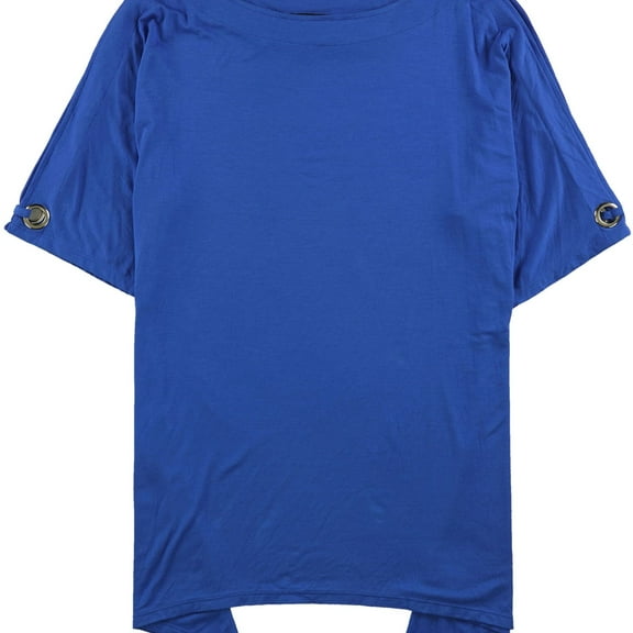 Cable & Gauge Womens Grommet Trim Knit Blouse, Blue, Small