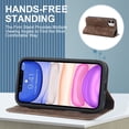 thumbnail image 4 of Decase for Apple iPhone 11 Wallet Phone Case,Shockproof Plain Leather Magnetic Closure Flip Holder Protective Cover with RFID Blocking Card Slots,Brown, 4 of 10