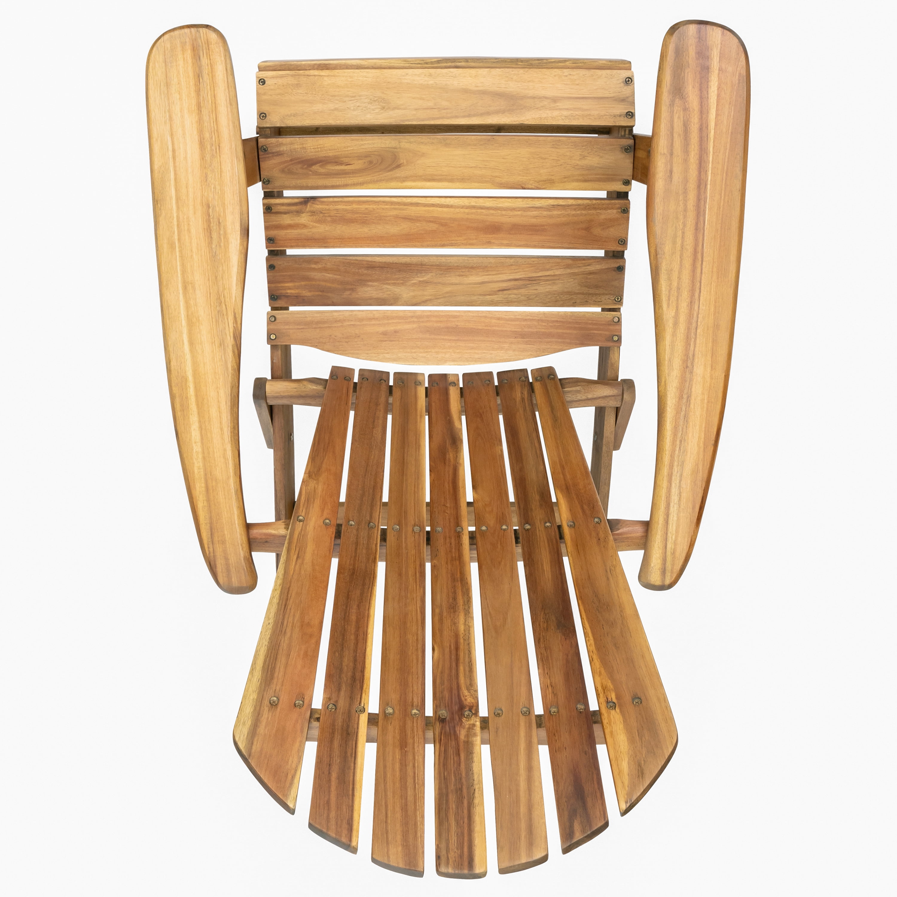 Adirondack Chair, Outdoor Patio Chair, Folding Acacia Wood Seat with Slatted Seat Back, Wide Armrests, Teak Finish, Space Saving Foldable Design, for Garden Deck Camping