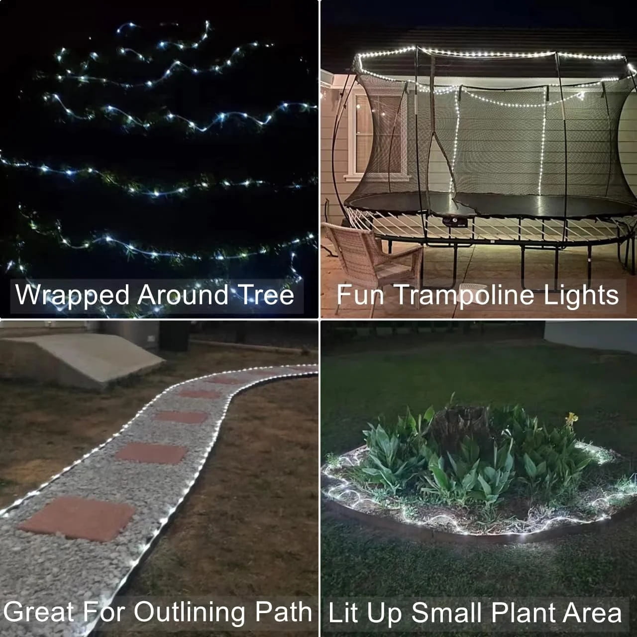 JOPESO Solar Rope Lights Outdoor Waterproof 39FT 100LED Solar String Lights 8 Modes Clear Tube Hanging Lights Clearance for Christmas Decorations