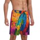 thumbnail image 2 of Balery Vibrant Parrot Splash Art Pantalones cortos de pijama de punto de algodón para hombre con cinturilla y bolsillos-Large, 2 of 6