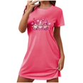 thumbnail image 4 of Blmnix Bamboo Nightgowns Womens Nightgowns & Sleepshirts Short Nightgowns Sleepshirts Night Shirts Crew Neck Pink Above-the-Knee Short Sleeve Womens Summer Nightgowns, 4 of 5