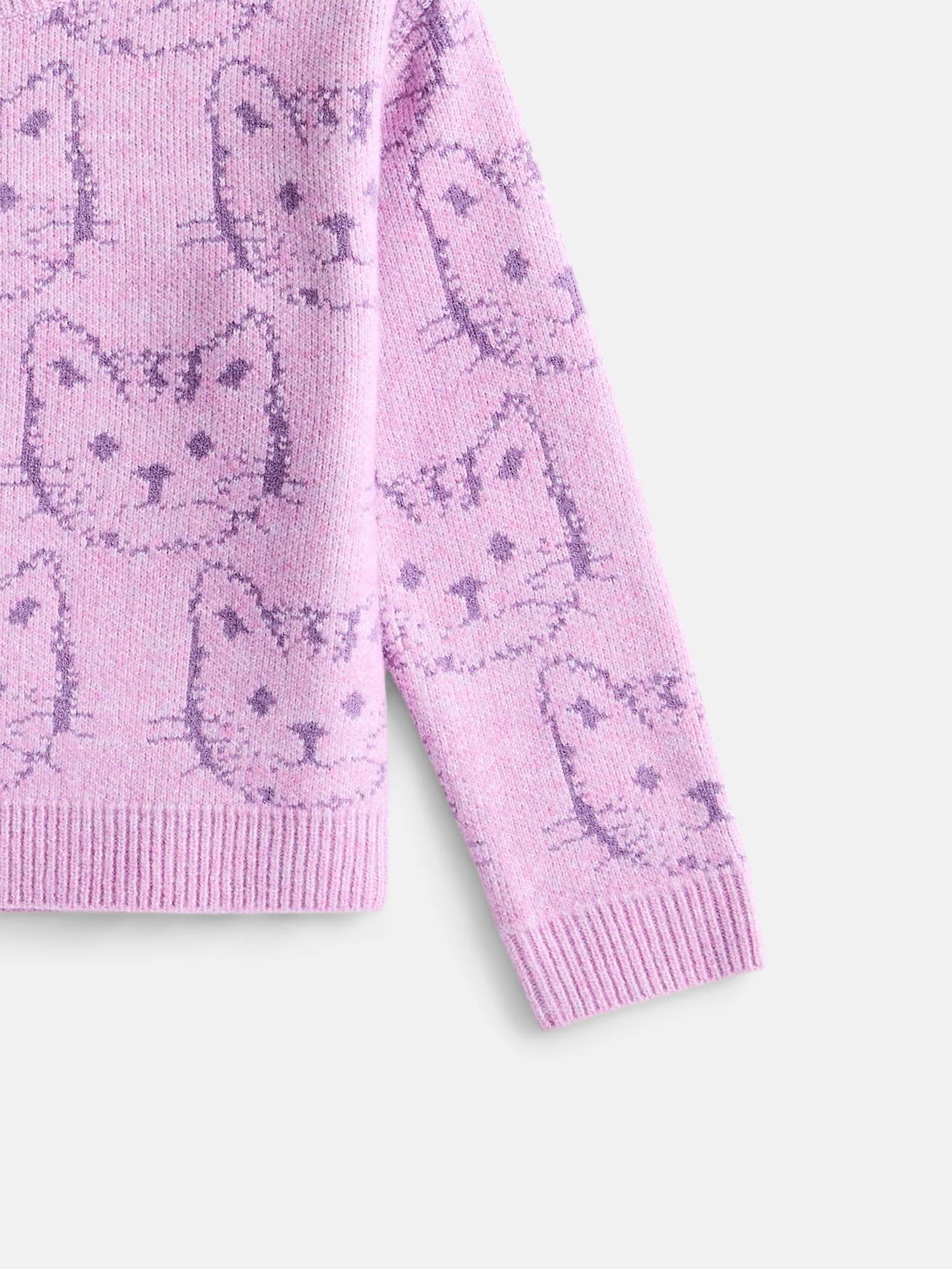 Wonder Nation Girls' Critter Print Sweater with Long Sleeves, Sizes 4-18 & Plus