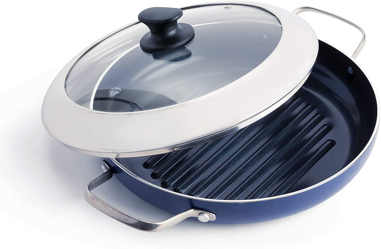 Cookware Grill Pans Jean Patrique The Whatever Pan Cast Aluminium Griddle Pan with Glass Lid Kitchen
