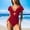 A_ Red, variant on UTSJKR Women's One Piece Swimsuit Bathing Suit Halter Triangle Tops V Neck Ruched Short Sleeve Mesh Ruffled Black XL