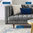 thumbnail image 4 of Tufted Sofa, Velvet, Grey Gray, Modern Contemporary Urban Design, Living Lounge Room Hotel Lobby Hospitality, 4 of 8