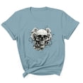 thumbnail image 4 of Sexlip Womens Swimsuit Set Floral Skull Print Cover Up Design Crew Neck Short Sleeve Loose Silhouette Lightweight Fabric for Beach Vacations Blue XL, 4 of 4