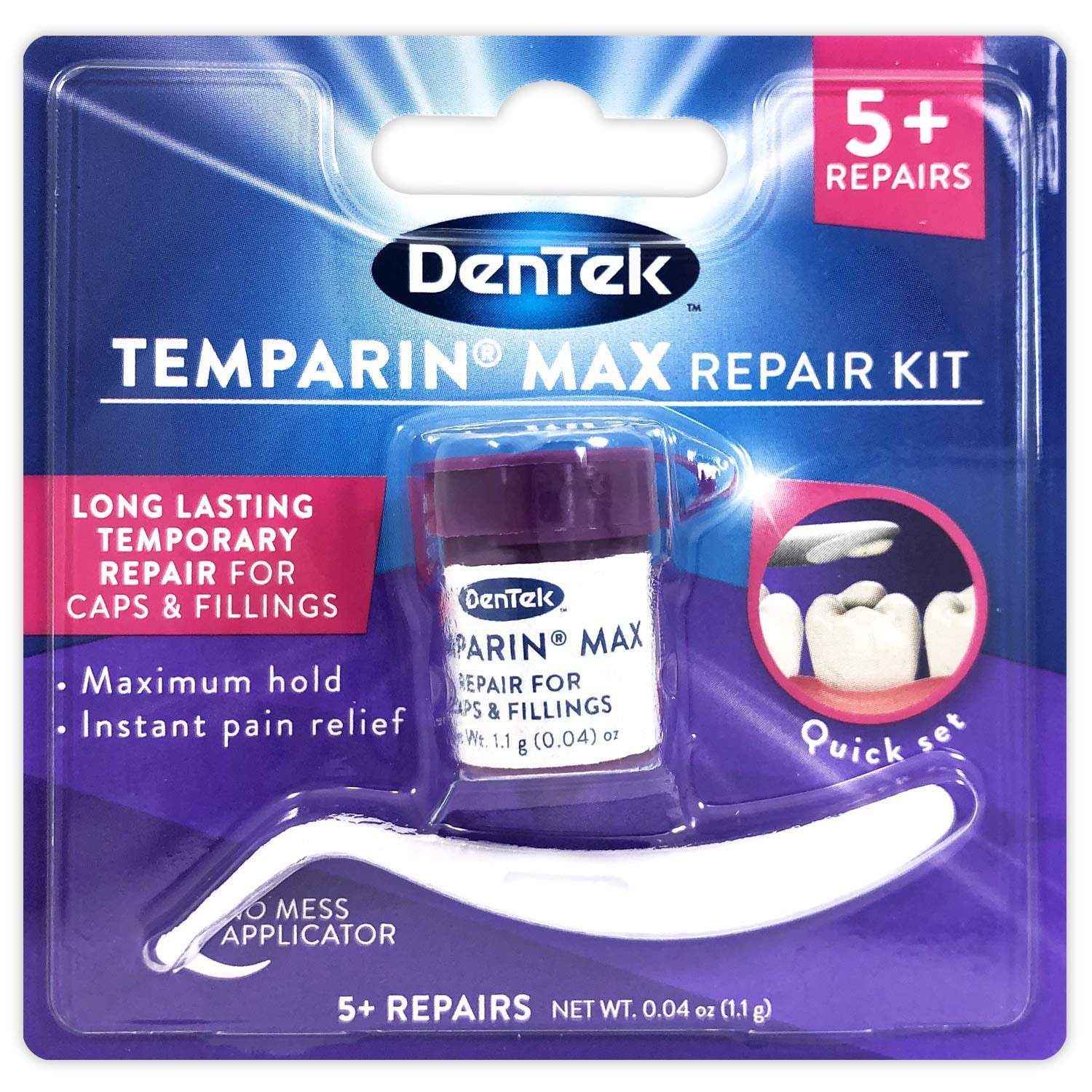 4 Pack Dentek Temparin Max Lost Tooth Filling And Loose Cap Repair 1 Each 