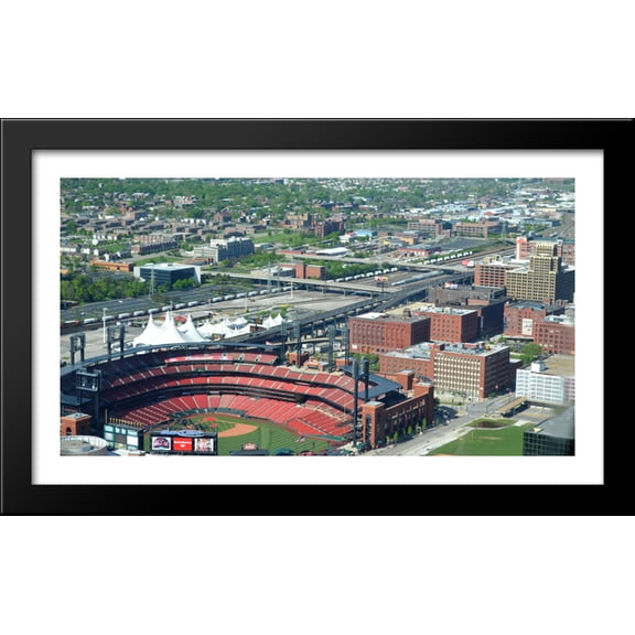 Busch Stadium 40x24 Large Black Wood Framed Print Art - Home of the St. Louis Cardinals