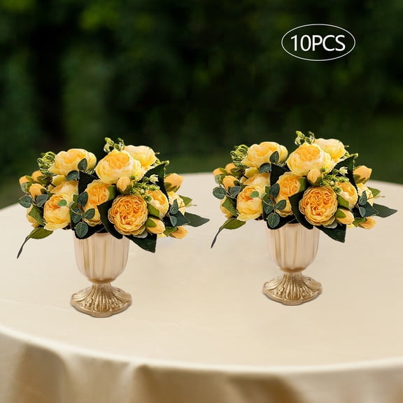 10pcs Gold Cast Iron 5.5 Inch Wedding Vase Banquet Table Vase Desktop Decorative Flower Base