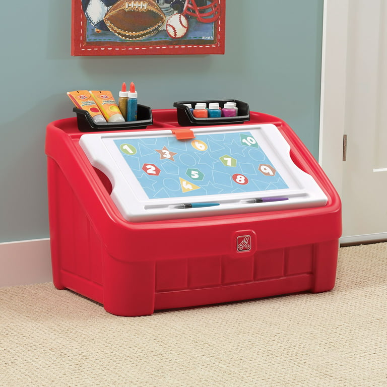 Step2 2-in-1 Kids Toy Box and Art Lid, Red 