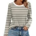 thumbnail image 2 of Resicozy Womens Striped Long Sleeve Shirts Fall Spring 2026 Tops Fashion Clothing Ribbed Crewneck Tee Blouses Sky Blue M, 2 of 5