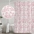 thumbnail image 4 of Coral Red Flower Shower Curtain Set - Small 36" x 72" Washable Bathtub Curtain with 12 Hooks, Vintage Farmhouse Boho Leaf Spring Waterproof Fabric Stall Shower Curtains for Bathroom/Bathtub Décor, 4 of 6