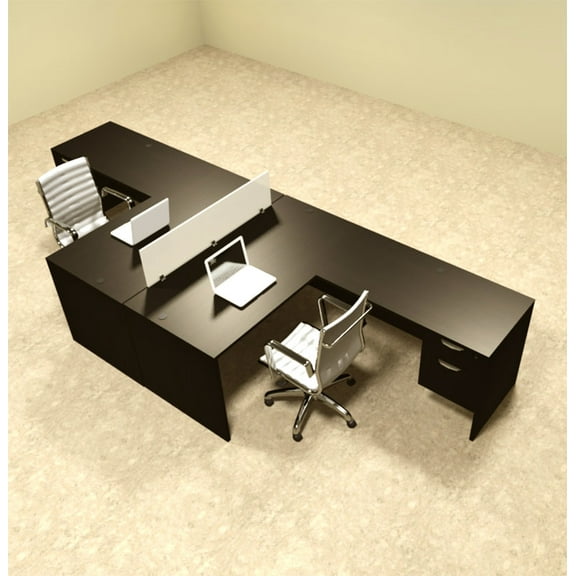 Two Person L Shaped Divider Office Workstation Desk Set, #OT-SUL-FP40