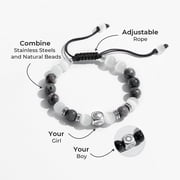 TOTWOO Long Distance Relationship Gifts Stainless Steel Nature Stone Bead Bracelets for Couple Lover Jewelry Space Design Gift for Men DAD Husband
