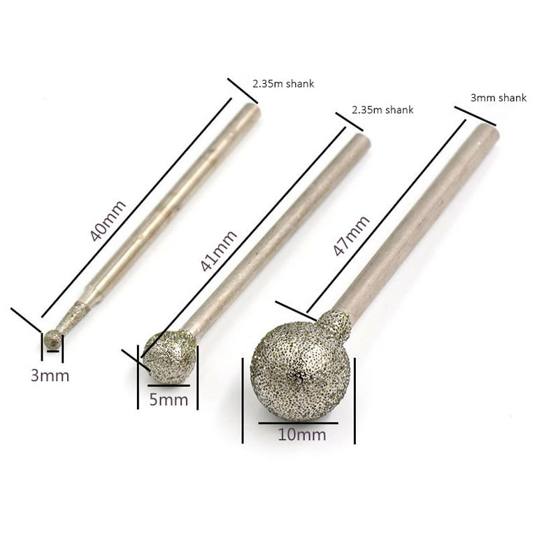 1-10mm Diamond Coated Grinding Burr Drill Bits For Dremel Rotary 2.35/3mm  Shank
