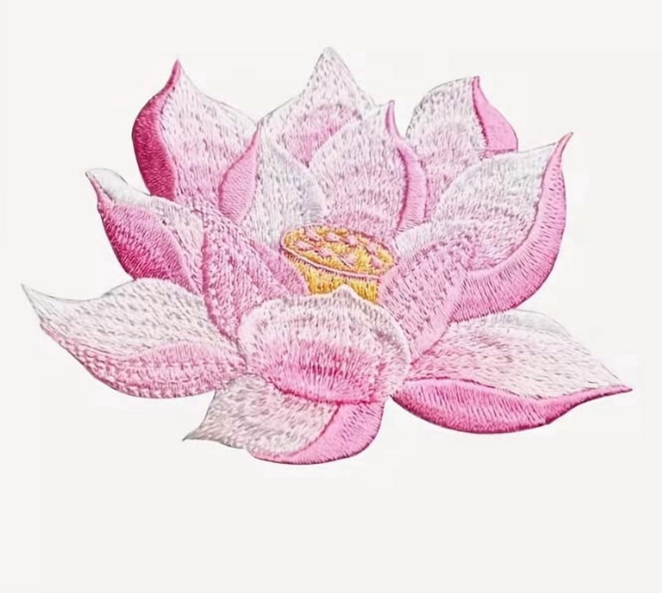 4 Pack Lotus Flower Embroidered Fabric Patches for Garment Bag Packaging Accessories