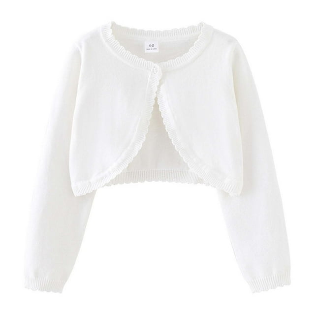 T-shirts Graphiques pour Filles Cardigan en Tricot Chandail Col Rond Ouvert Printemps Léger Superposition Blanc Hauts d'Automne pour Filles Décontracté pour 7-8 Ans