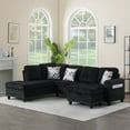 thumbnail image 2 of BSHTI 94.49”L-Shaped Modular Sectional Sofa, with Convenient Storage Ottoman, Corduroy Fabric, Drop-Down Middle Backrest with Two Built-In Cup Holders, Black, 2 of 15