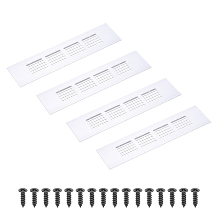 Uxcell 8 x 2 Inch Rectangle Ventilation Grille, 4PCS Aluminum Air Vent Cover, Silver