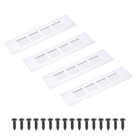 Uxcell 8 x 2 Inch Rectangle Ventilation Grille, 4PCS Aluminum Air Vent Cover, Silver