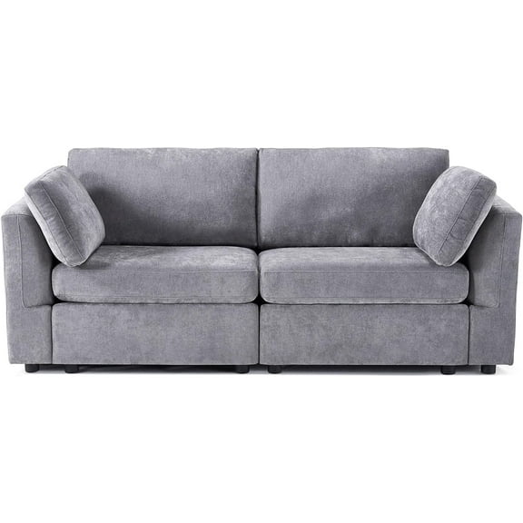 Modern Modular Chenille Fabric Sofa,for Living Room, Knock Down Design, Soft Cushions (Beige, 2seater)