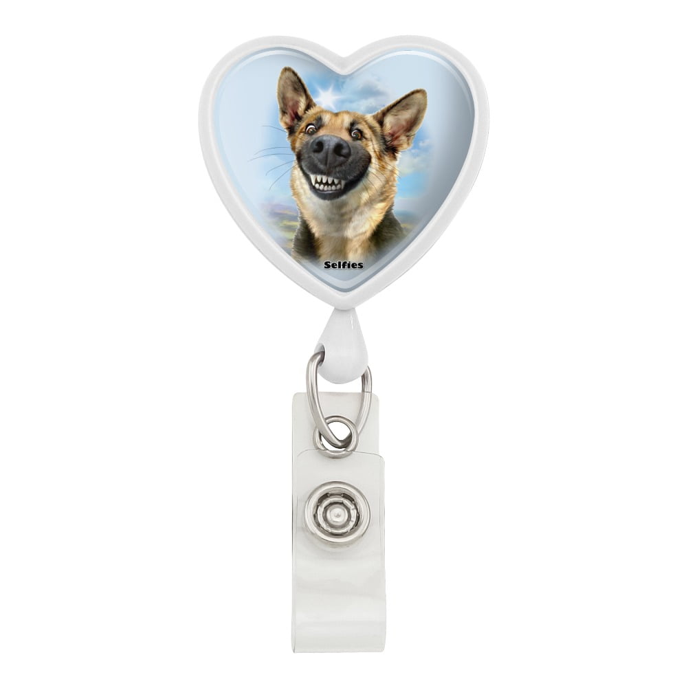 German Shepherd Dog Selfie Heart Love Metal Keychain Key Chain Ring 