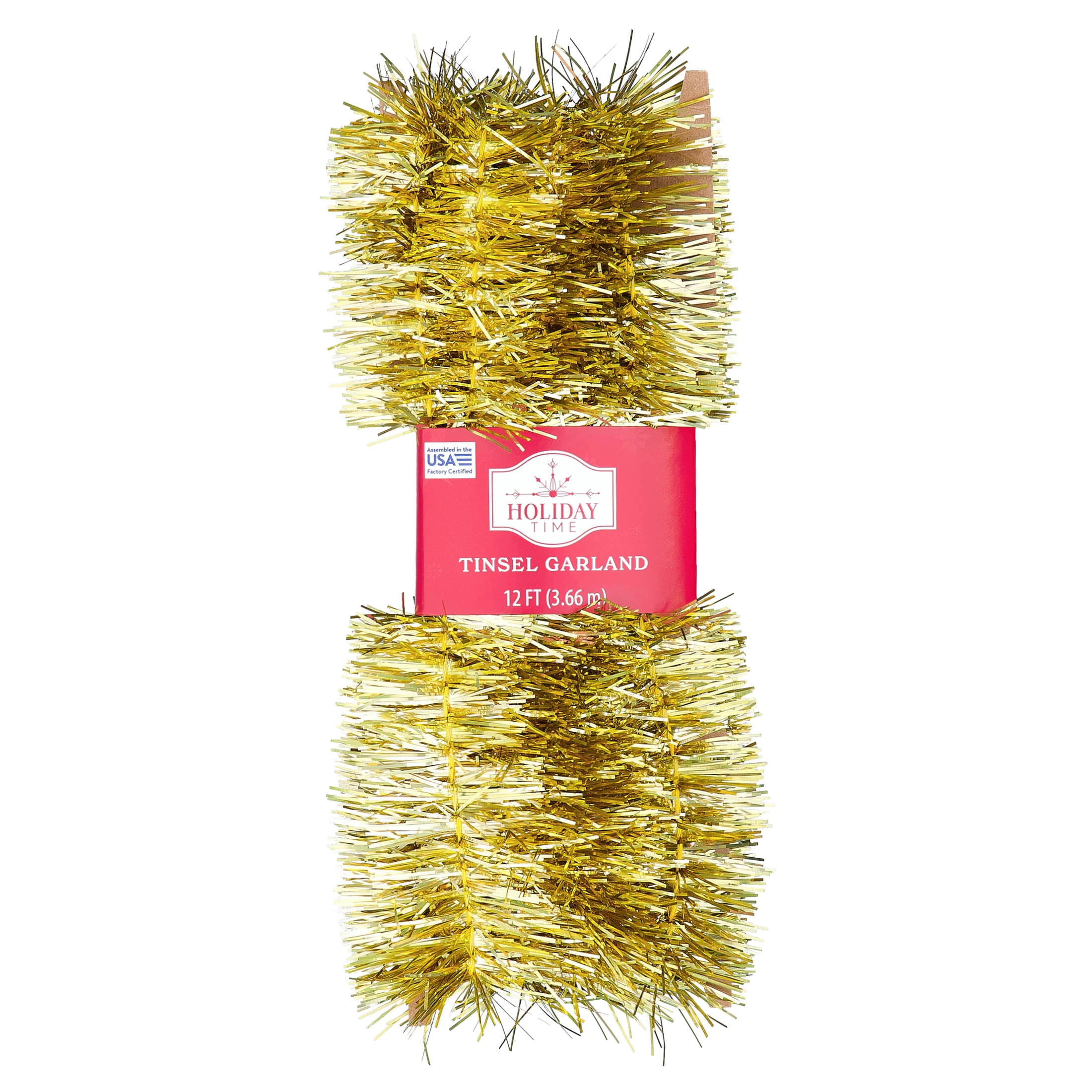 Tinsel Christmas Garland, Gold, 12', by Holiday Time