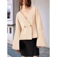 thumbnail image 4 of Womens V Neck Cardigan Long Bell Sleeve Button Down Open Front Loose Knit Fall Sweater Blazer L, 4 of 10