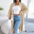 thumbnail image 5 of Ozmmyan Women's Fashion Autumn Winter Solid Lapel-Neck Long Cardigan Sweater Coat, 5 of 6