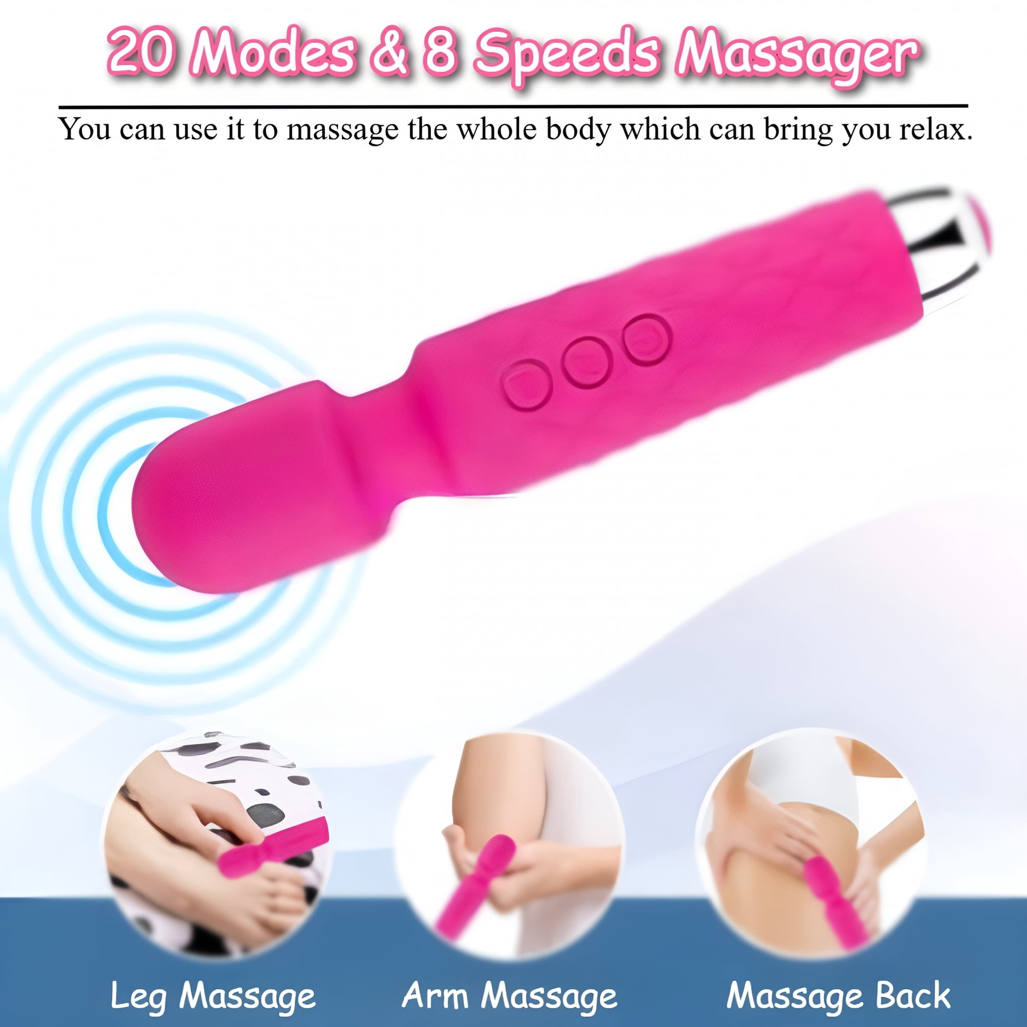 OITY Handheld Body Massager with 20 Modes&8 Speeds,Portable Full Body Home Massager for Neck,Back,Shoulder,Waist,Leg,Reduce Stress Vibrator-Ergonomic Design Muscle Massager