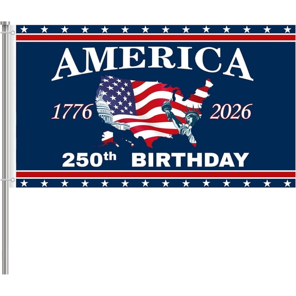 250 Anniversary USA Flag 3x5 Ft 2 Sided 3 Layers 250th Anniversary Flag We The People 1776-2026 250 Years Birthday Patriotic Decor for Outdoor Front Door Porch Wall(Large)