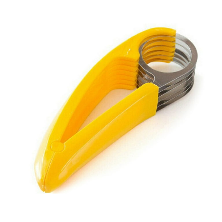 Guyuyii Banana Slicer for Kitchen Tools, ABS + Stainless Steel Fruit Salad  Peeler Cutter, Easy Handle 2.1x1.8x7.1 Inch Kids Vegetable Chopper