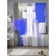 thumbnail image 4 of Sheer Curtain Panels Blue Graffiti Rod Pocket Voile Window Curtains Modern Style Window Treatments Ligh Filtering Privacy Curtain Drapes for Bedroom Living Room 2 Panel Set 84 Inch Length,, 4 of 9