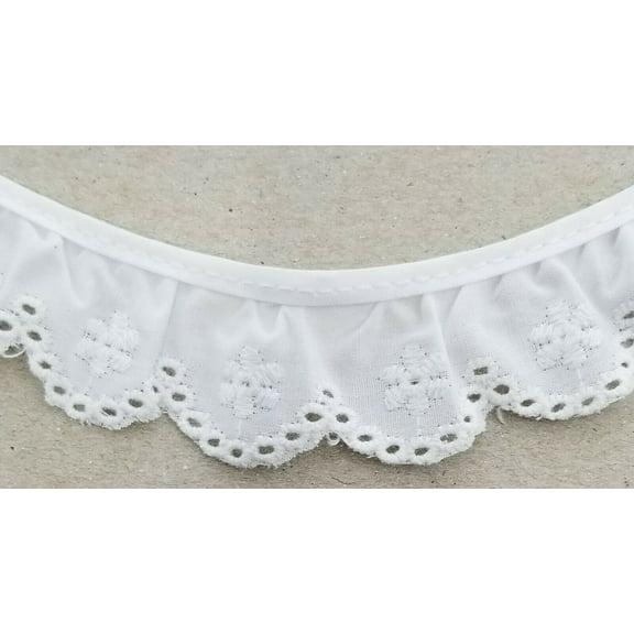 1-1/8" Ruffled Gathered Embroidery Eyelet Trimming - 8 Yards Total!